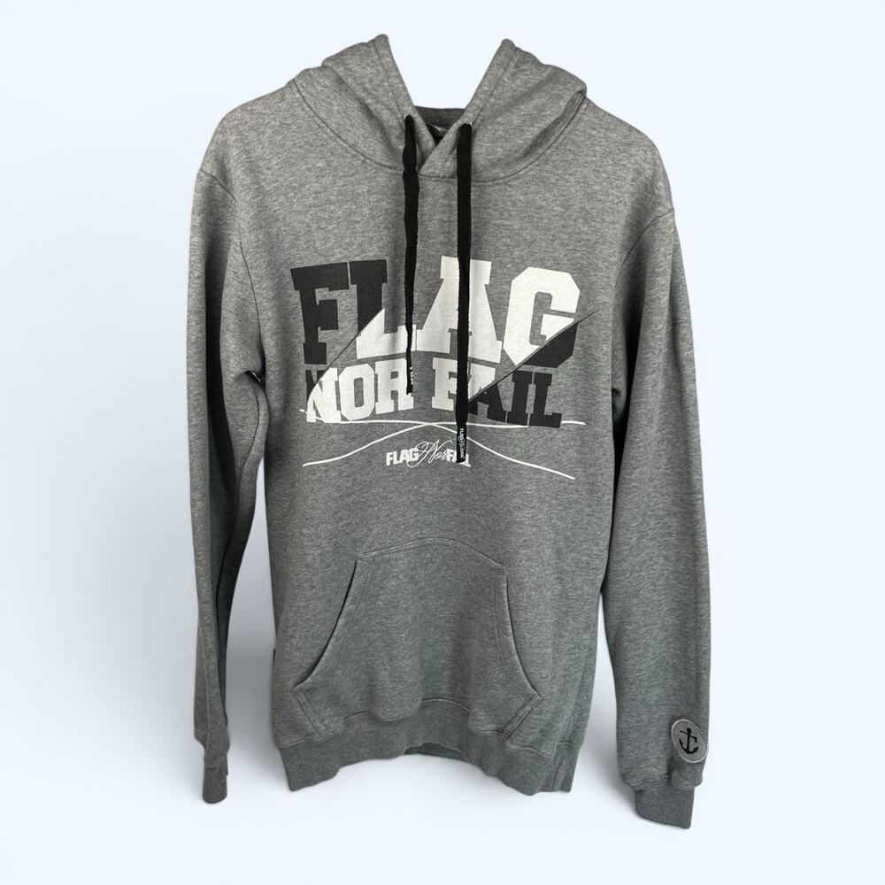 Flag Nor Fail Graphic Hoodie Gray Men's Large Work Hard Hustle Harder